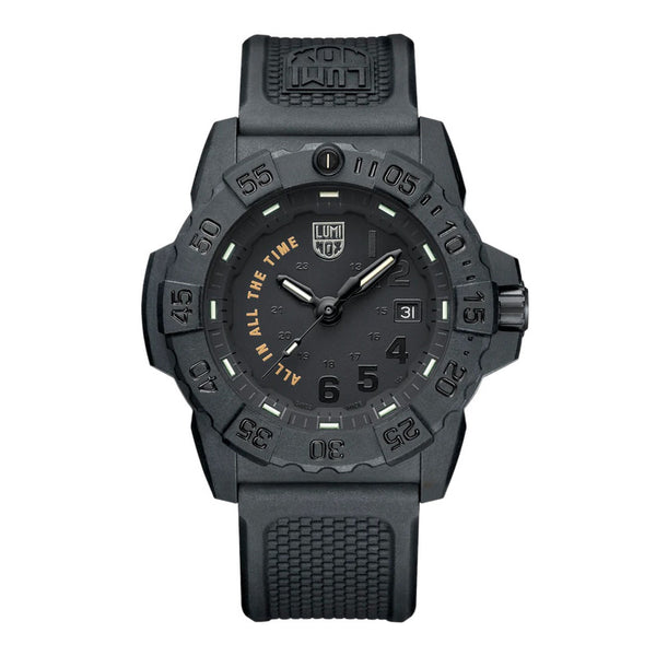 Luminox 20ATM Watch | BLACK DIAL WITH BLACK PRINT & WORDING "ALL IN ALL THE TIME"