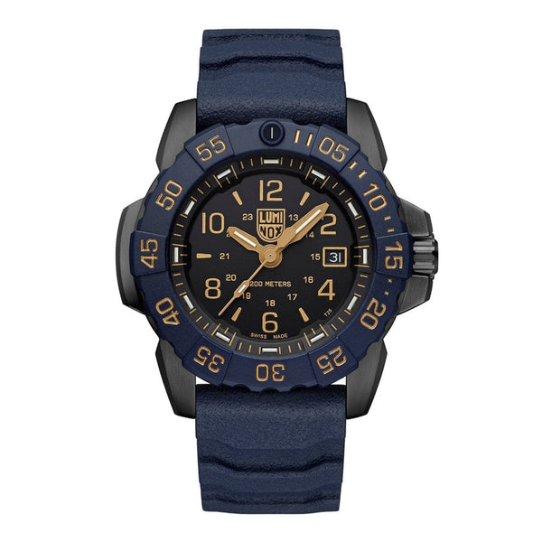 Luminox Black/Gold 20ATM Watch | 45mm NBR blue