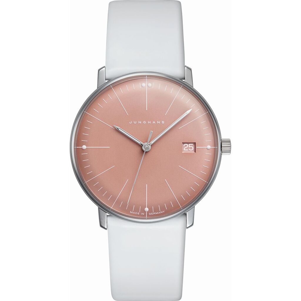 Junghans Max Bill Ladies Quartz Light Rose Watch White Calfskin