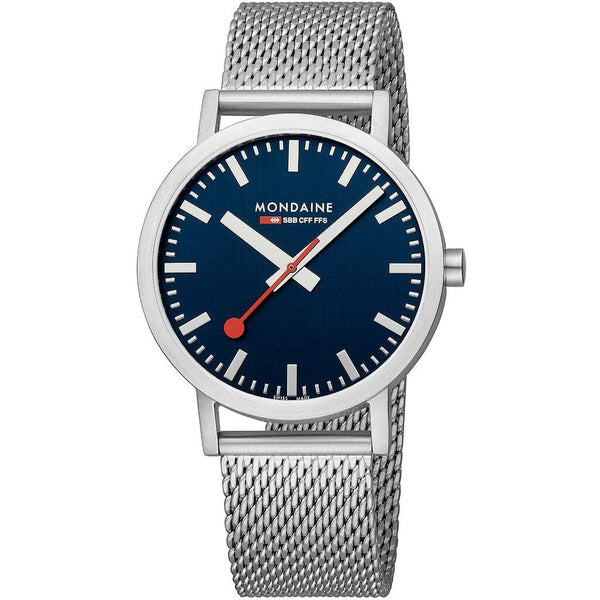 Mondaine Classic 40mm Deep Ocean Blue Dial Steel Bracelet | A660.30360.40SBJ