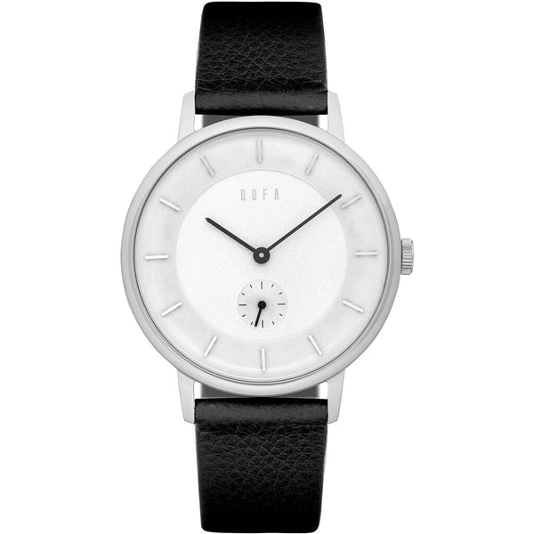 DuFa KRØYER SÆTTER LASSEN 38mm Watch | Stainless Steel White Dial Black Band