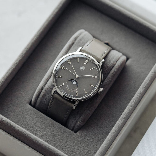 DuFa GROPIUS MONDPHASE Mondphase Watch | Stainless Steel Grey Dial Grey Band