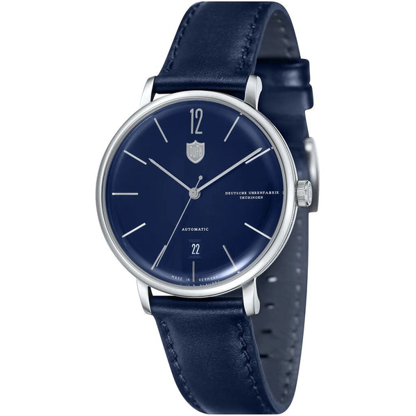 DuFa BREUER AUTOMATIC 38mm Watch | Stainless Steel Blue Dial Blue Band