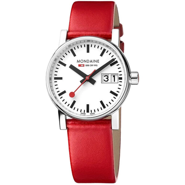 Mondaine Evo2 30mm Big Date Grape Vegan Red Leather | MSE.30210.LCV