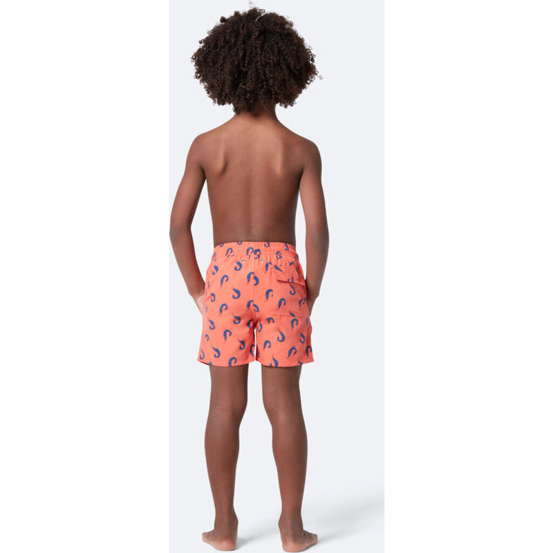 Tom & Teddy Boy's Shrimp Swim Trunk | Coral & Blue