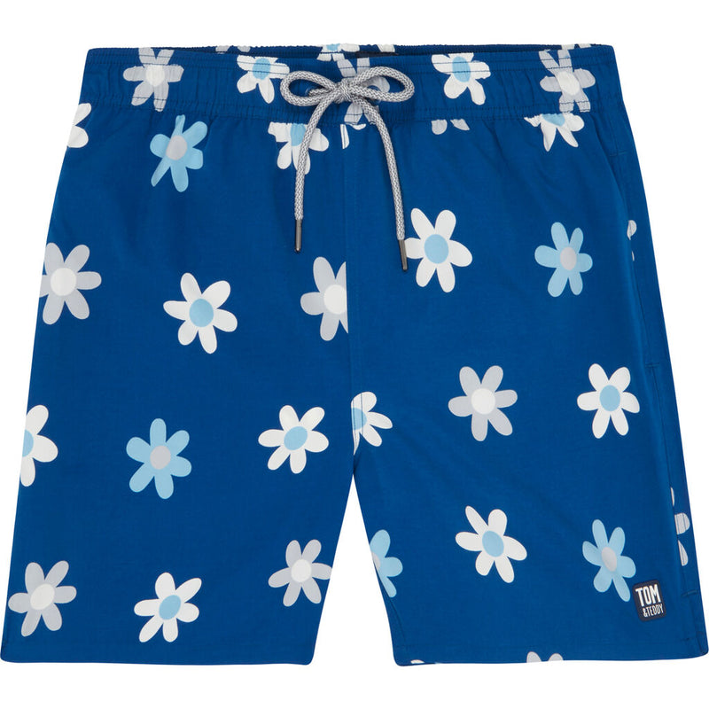 Tom & Teddy Men's Dasisy Swim Trunk | Blue & White