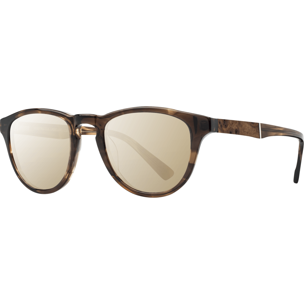 Shwood Francis Acetate Sunglasses Bourbon And Elm Burl Gold Mirror Sportique 0626