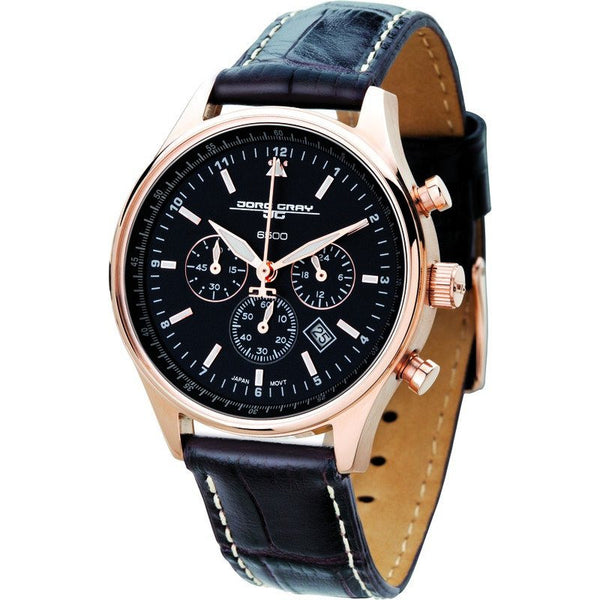 Jorg Gray JG6500-22 Black Chronograph Unisex Watch | Leather