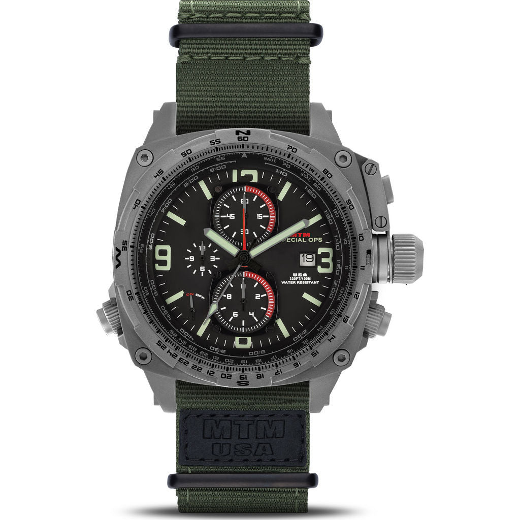 MTM Special Ops Cobra 44 Watch Gray Titanium/Black/Nylon Green