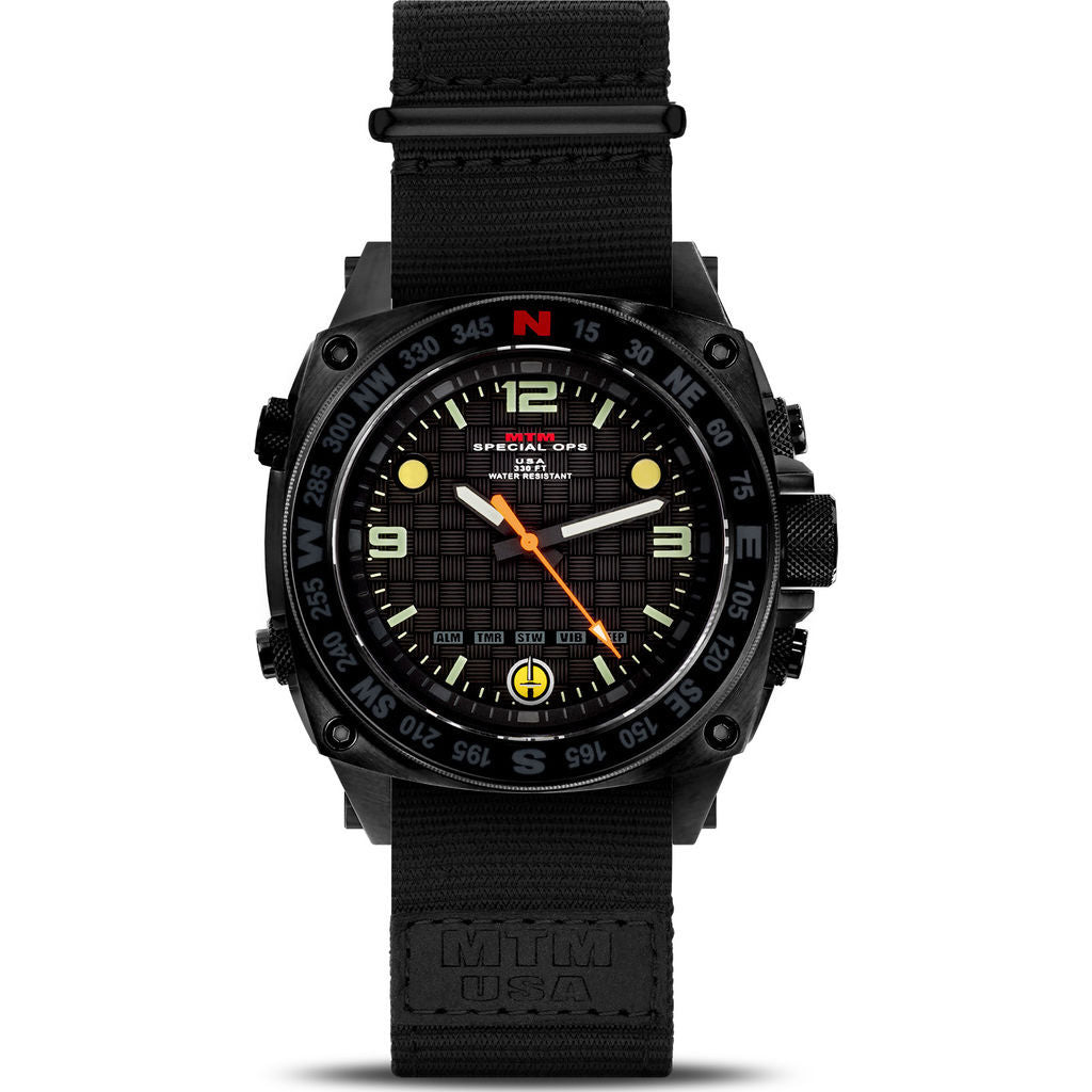 MTM Special Ops Steel Silencer Watch | Black/Black Nylon