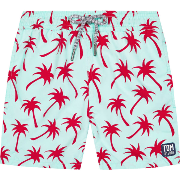 Tom & Teddy Boy's Palms Shorts | Ice Green & Fuchsia 