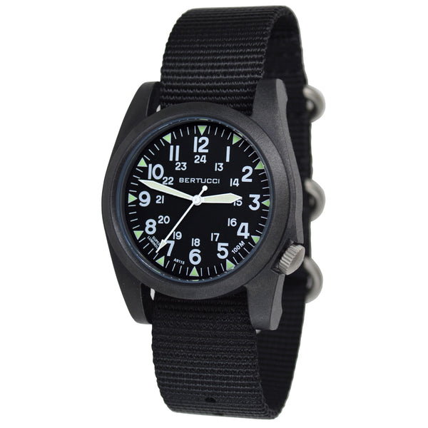 Bertucci A-3P Sportsman Vintage Field Watch | Black/Black