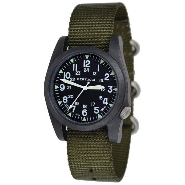 Bertucci A-3P Sportsman Vintage Field Watch | Black/Olive