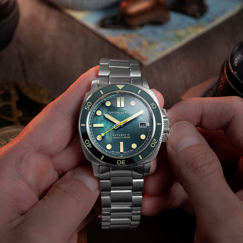 Spinnaker Hull Pearl Diver Automatic Limited Edition Watch | Emerald Pearl