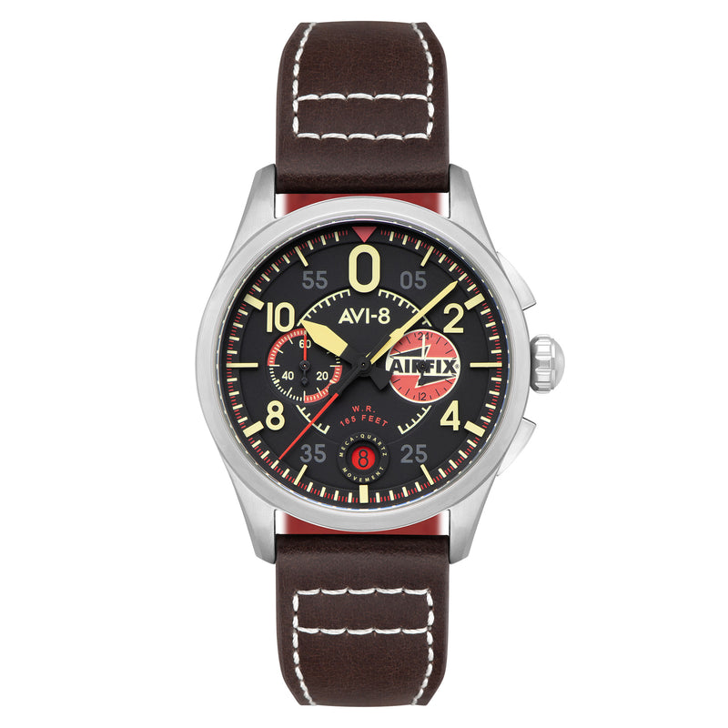 AVI-8 | SPITFIRE | Lock Chronograph Airfix Edition Watch | 42mm Raven Black