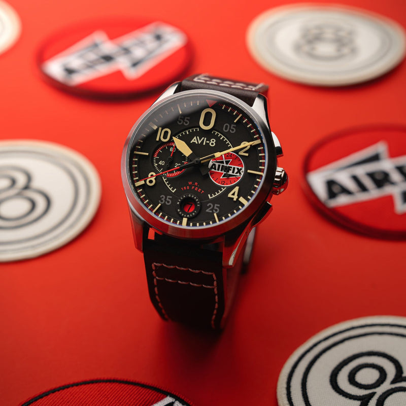 AVI-8 | SPITFIRE | Lock Chronograph Airfix Edition Watch | 42mm Raven Black