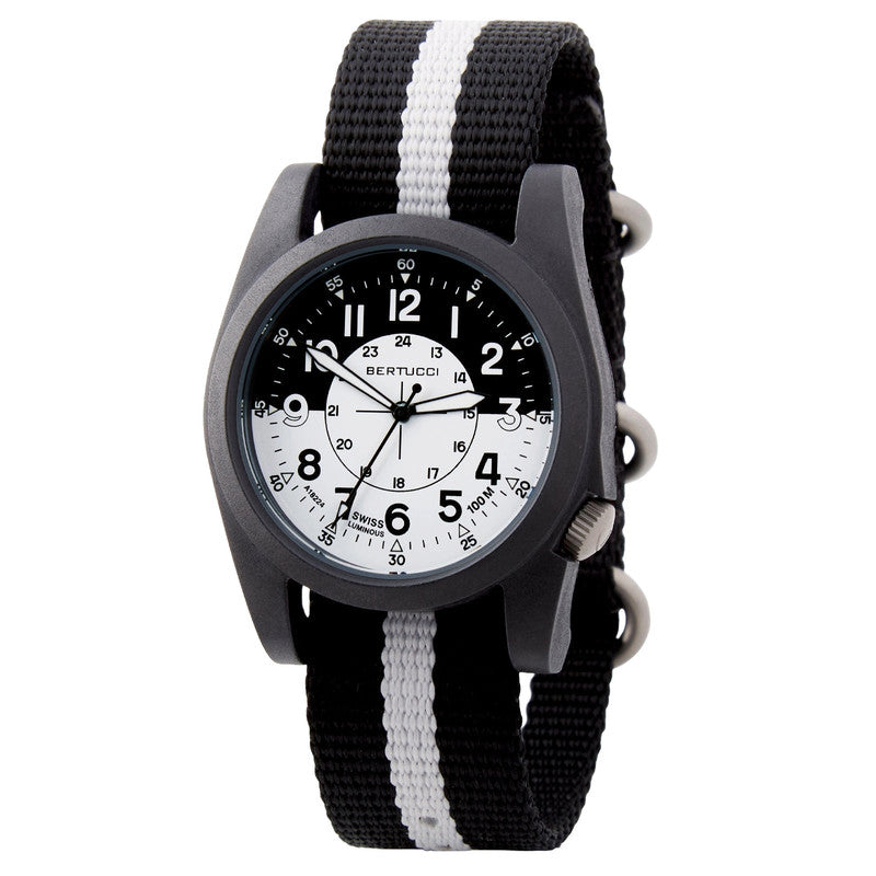 Bertucci A-3P Optic White Watch | Black - Optic White dial, Black case