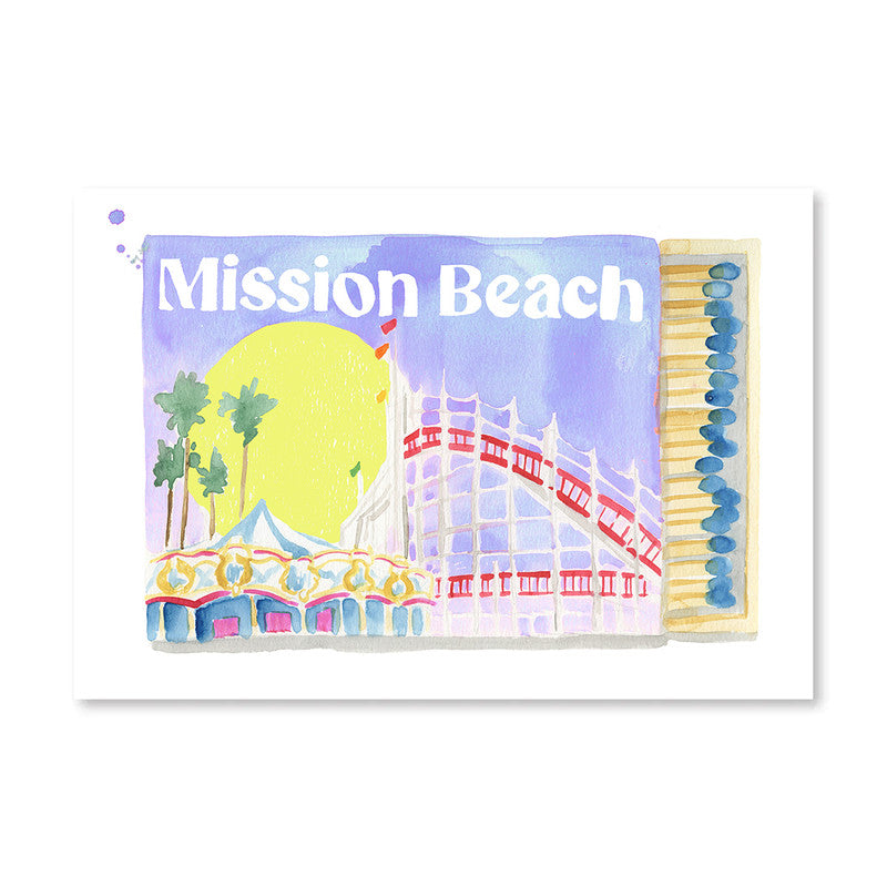 Furbish Mission Beach Matchbook Art Print