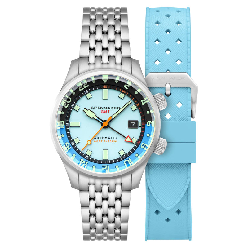 Spinnaker | Bradner GMT Automatic Watch | 42mm | Aquamarine Blue