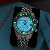 Spinnaker | Bradner GMT Automatic Watch | 42mm | Aquamarine Blue