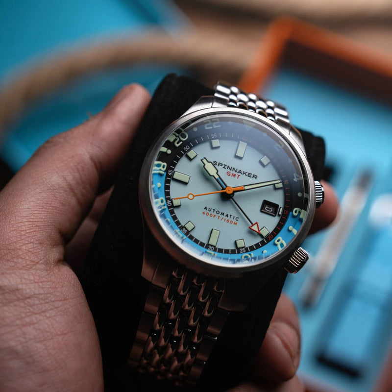 Spinnaker | Bradner GMT Automatic Watch | 42mm | Aquamarine Blue