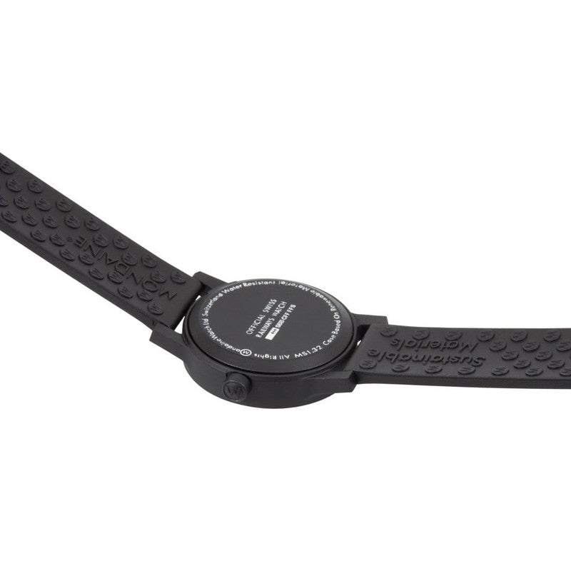 Mondaine SBB ESSENCE Black Dial watch | Black Rubber Textile, 32 mm