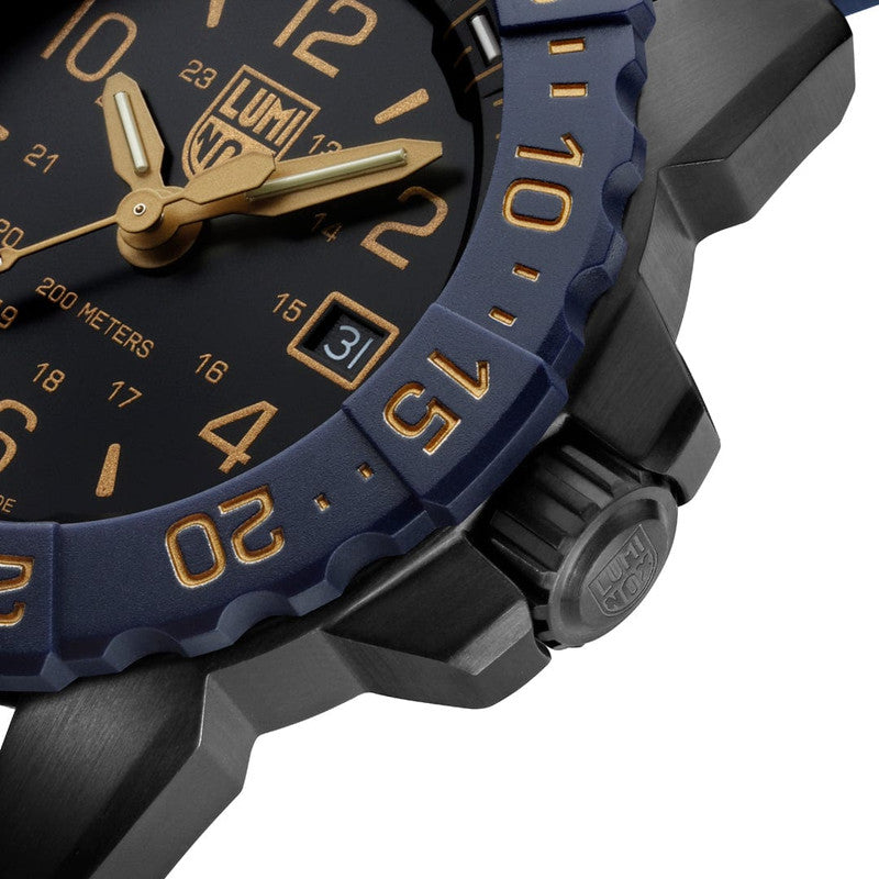 Luminox Black/Gold 20ATM Watch | 45mm NBR blue