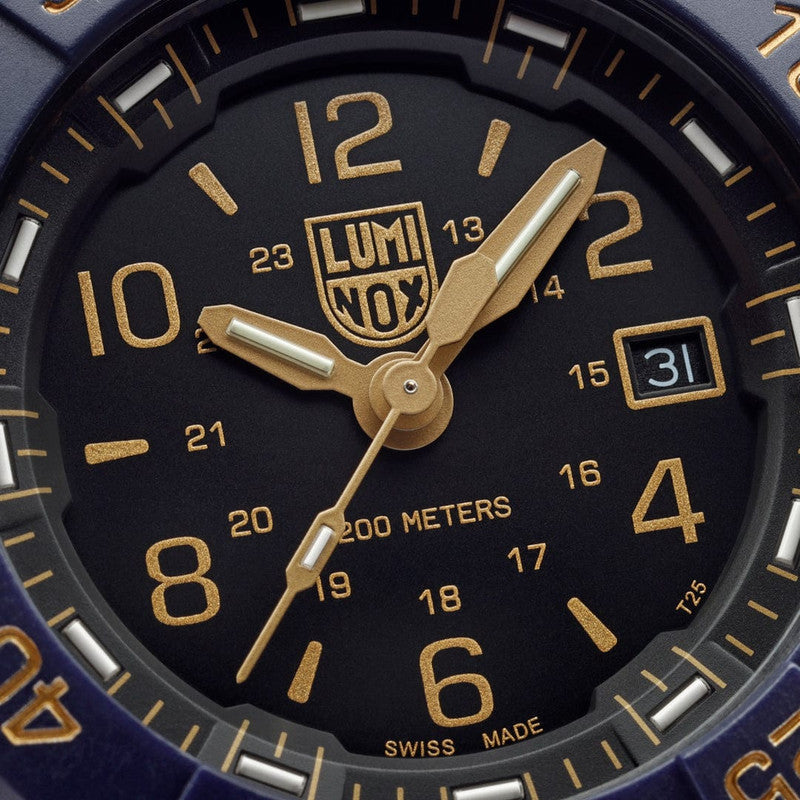 Luminox Black/Gold 20ATM Watch | 45mm NBR blue