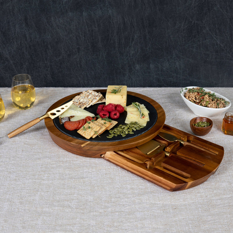 Insignia Acacia and Slate Serving Board with Cheese Tools by Picnic Time Family of Brands