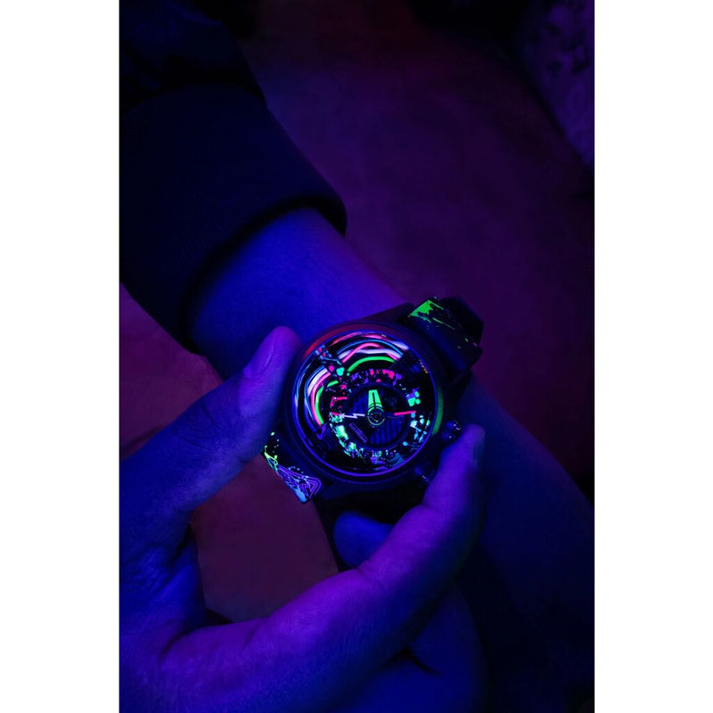 The Electricianz The Neon Z | 42mm White UV Printed Leather Strap