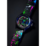 The Electricianz The Neon Z | 42mm White UV Printed Leather Strap