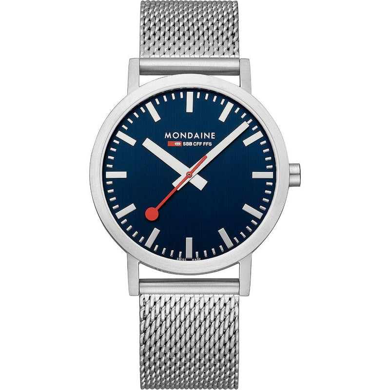 Mondaine Classic 40mm Deep Ocean Blue Dial Steel Bracelet | A660.30360.40SBJ