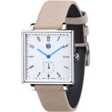 DuFa GROPIUS 38mm Watch Quadrat | Stainless Steel Rose Gold Blue Dial Blue Band