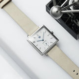 DuFa GROPIUS 38mm Watch Quadrat | Stainless Steel Rose Gold Blue Dial Blue Band