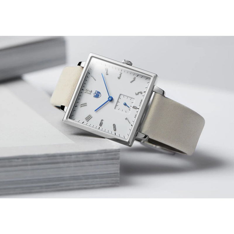 DuFa GROPIUS 38mm Watch Quadrat | Stainless Steel Rose Gold Blue Dial Blue Band