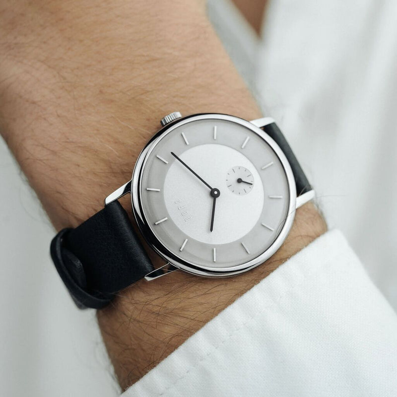 DuFa KRØYER SÆTTER LASSEN 38mm Watch | Stainless Steel White Dial Black Band