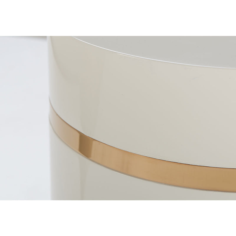 Resource Decor Ella Round Accent Table | Cream/Brass