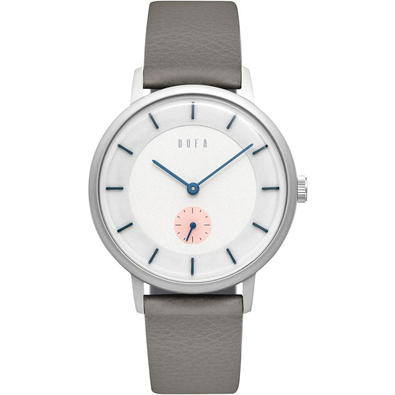 DuFa KRØYER SÆTTER LASSEN 38mm Watch | Stainless Steel White Dial Grey Band