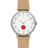 DuFa KRØYER SÆTTER LASSEN Watch | Stainless Steel White Dial Light Brown Band