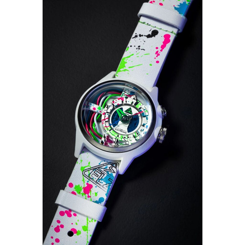 The Electricianz The Neon Z | 42mm Black UV Printed Leather Strap