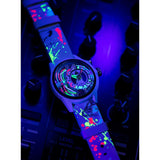 The Electricianz The Neon Z | 42mm Black UV Printed Leather Strap