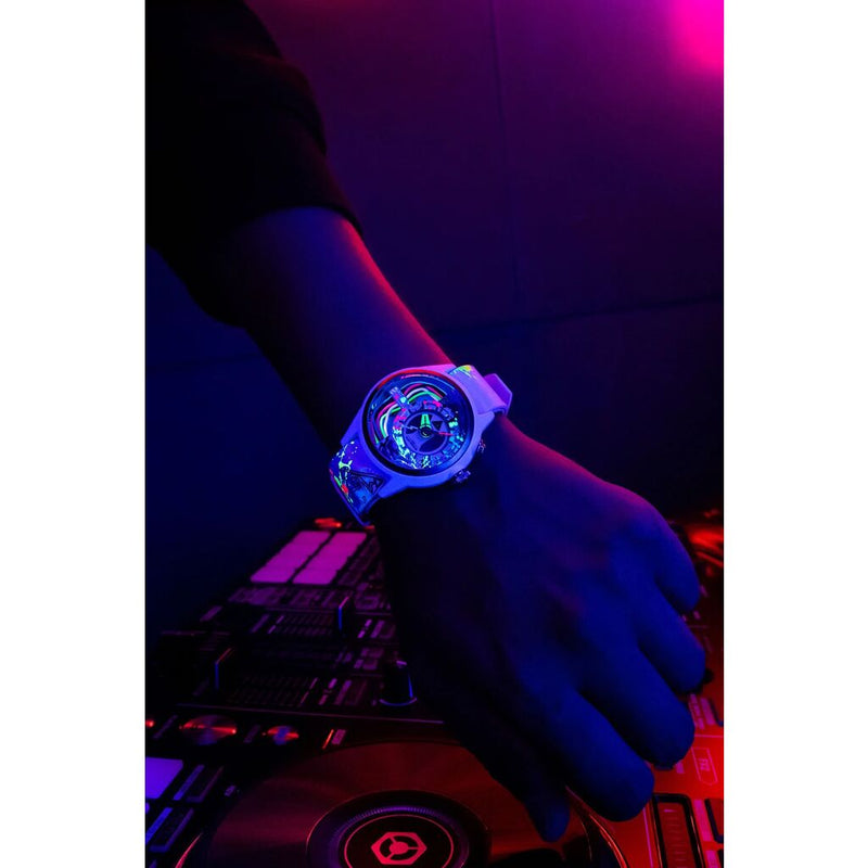 The Electricianz The Neon Z | 42mm Black UV Printed Leather Strap