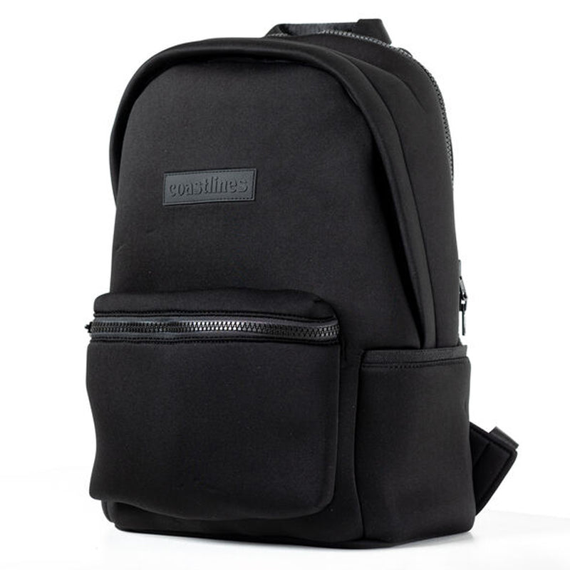 Coastlines Neoprene Small Travel Backpack | Adjustable Straps | Black