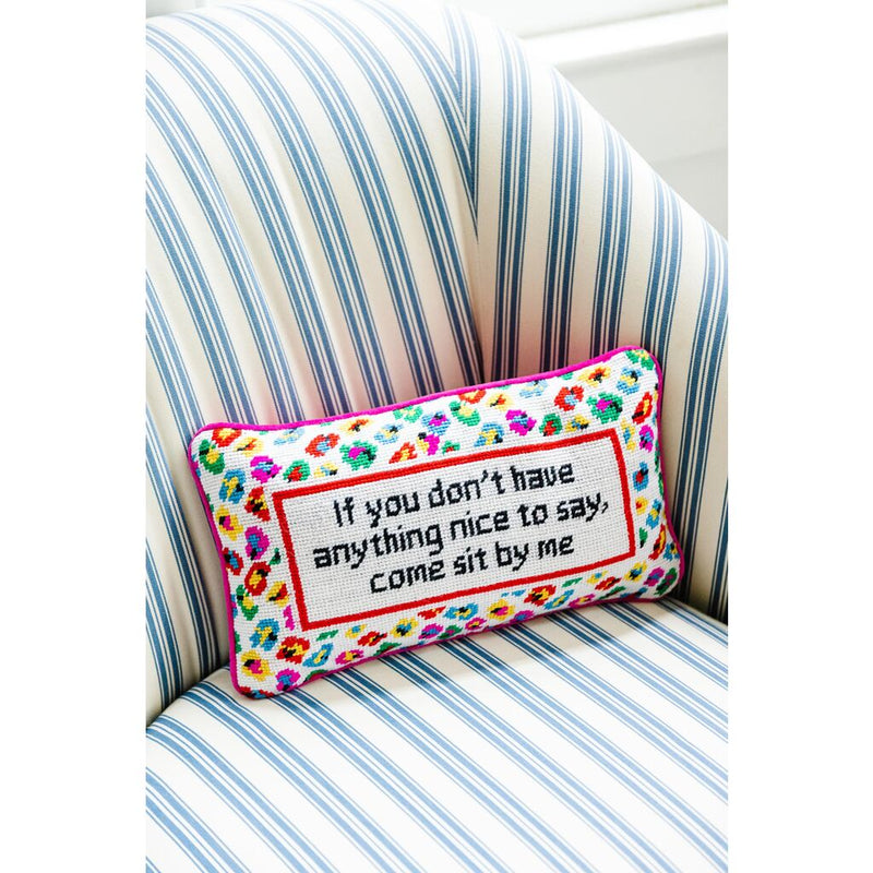 Furbish Come Sit By Me Needlepoint Pillow