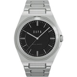 DuFa WACHSMANN Mecha-Quartz 40mm Watch | Black Dial Stainless Steel Band