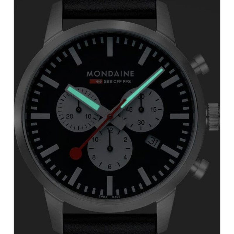 Mondaine Neo Watch | 41mm | Black Vegan Strap