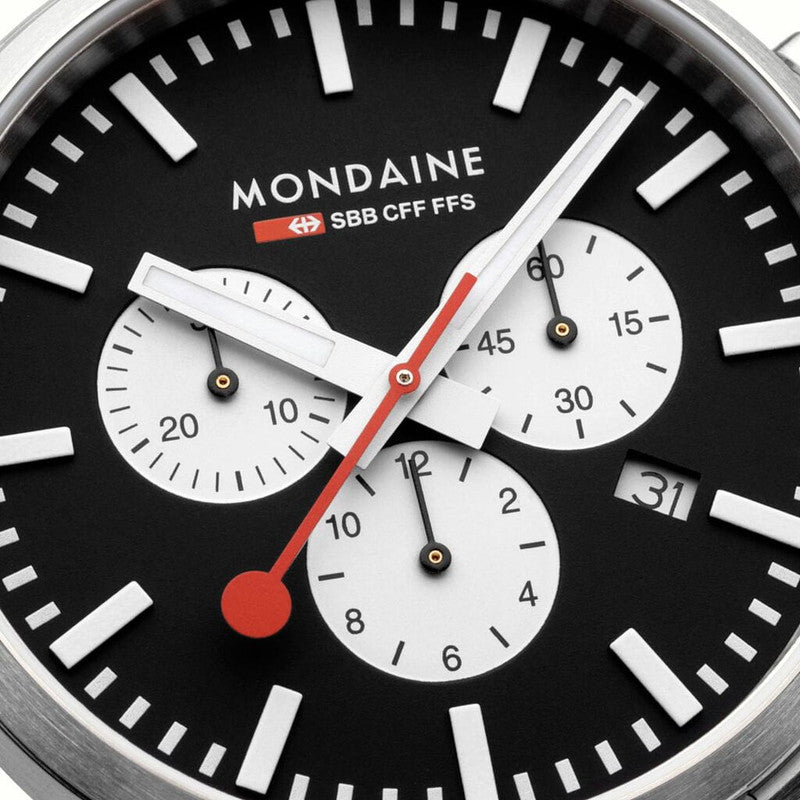 Mondaine Neo Watch | 41mm | Black Vegan Strap