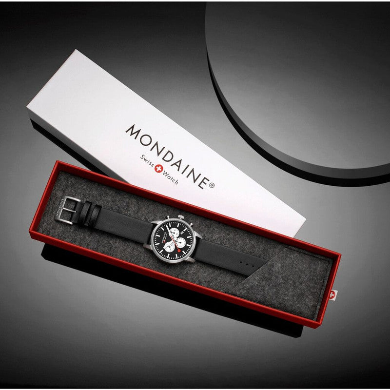 Mondaine Neo Watch | 41mm | Black Vegan Strap