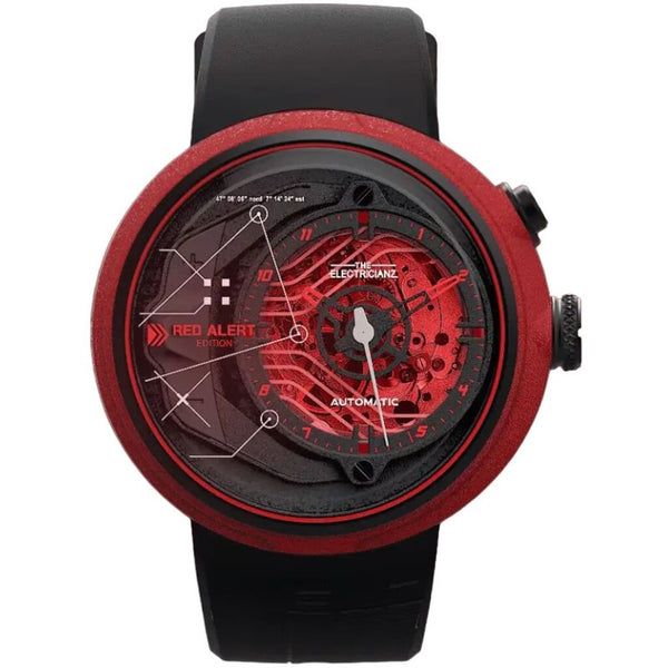 The Electricianz The Red Alert-Edition Men Watch | 46-47mm | Red and Black Dial