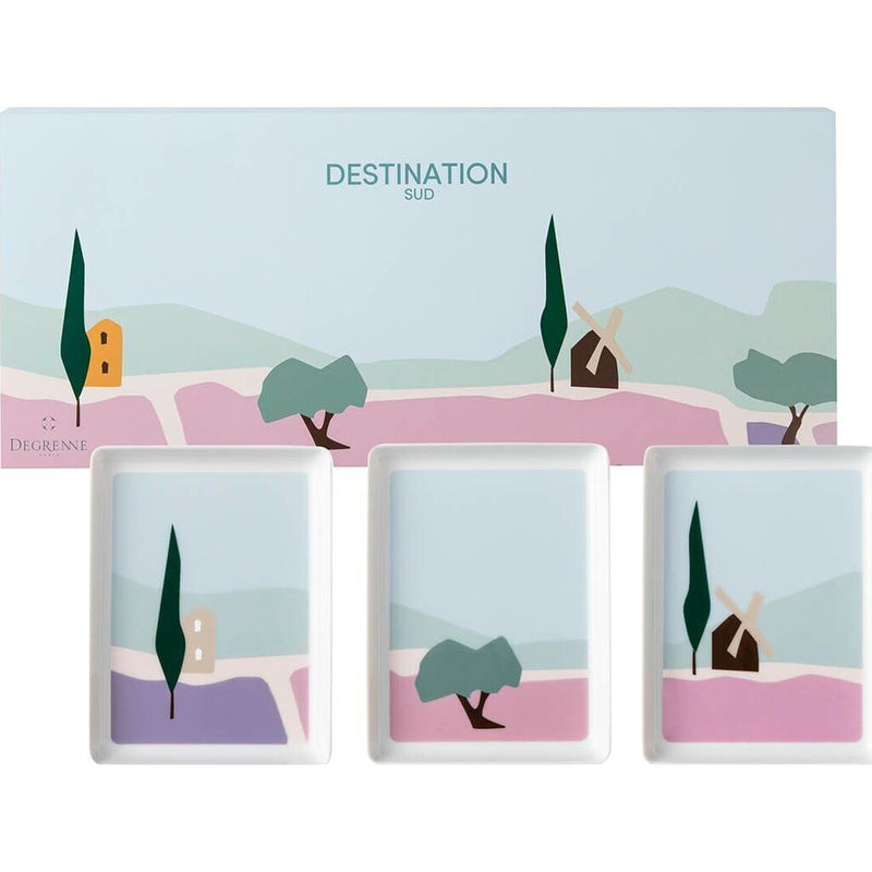 Degrenne DESTINATION SUD GIFT BOX OF 3 RECTANGULAR SHARED PLATES 40X16 CM